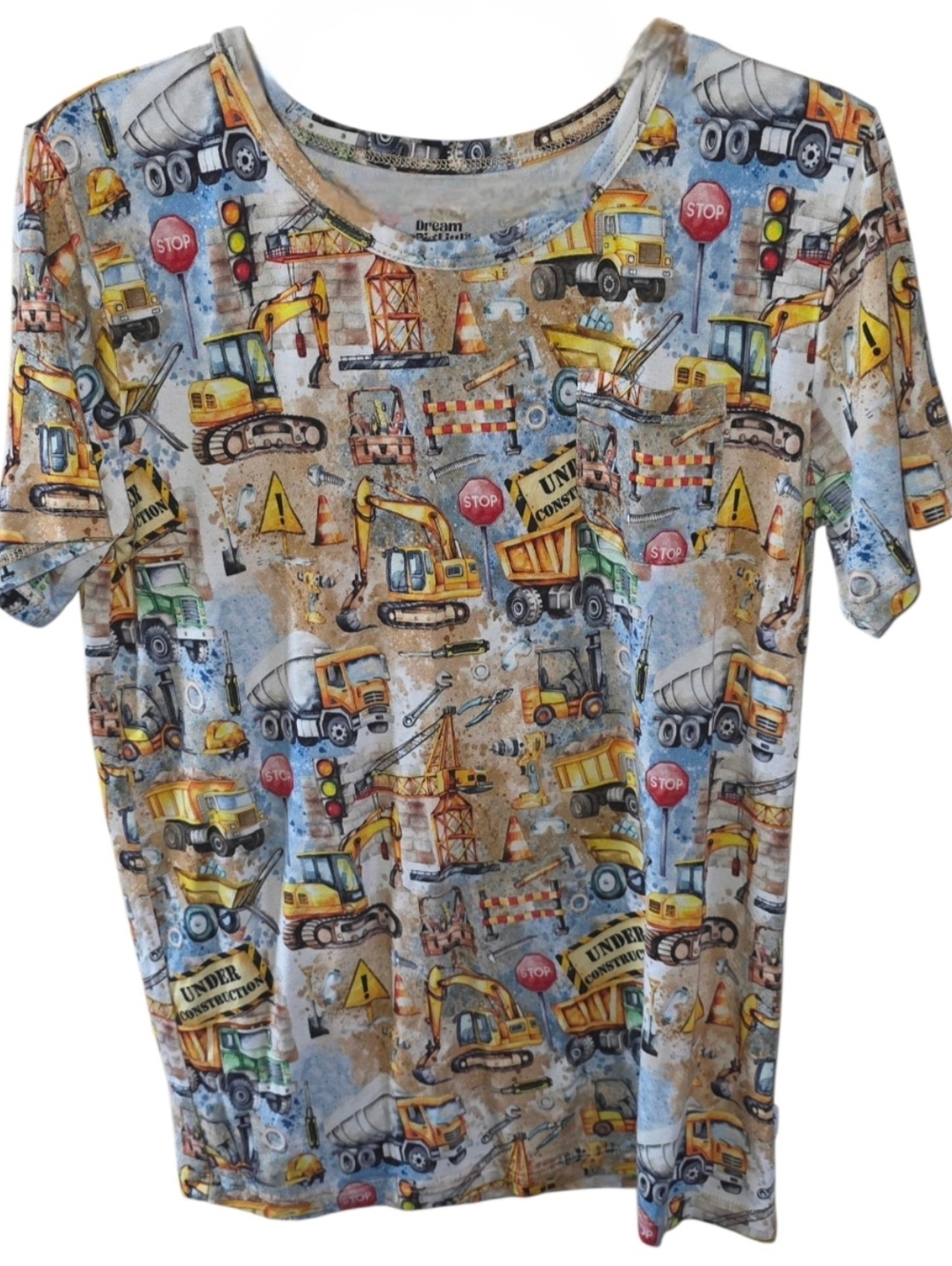 Dream Big Little Construction Bamboo Shirt Sleeve Pocket Tee Boys Size 7/8 NWOT